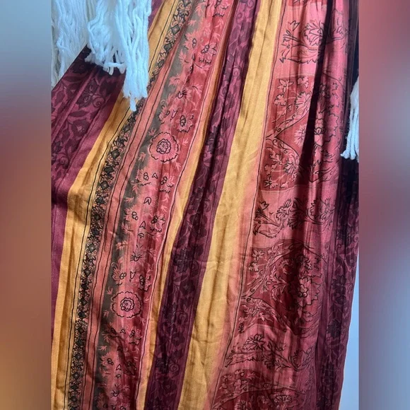 Lucy Boho Patchwork Midi Skirt XL Red Orange Flowy Festival Cottagecore - Picture 2 of 9